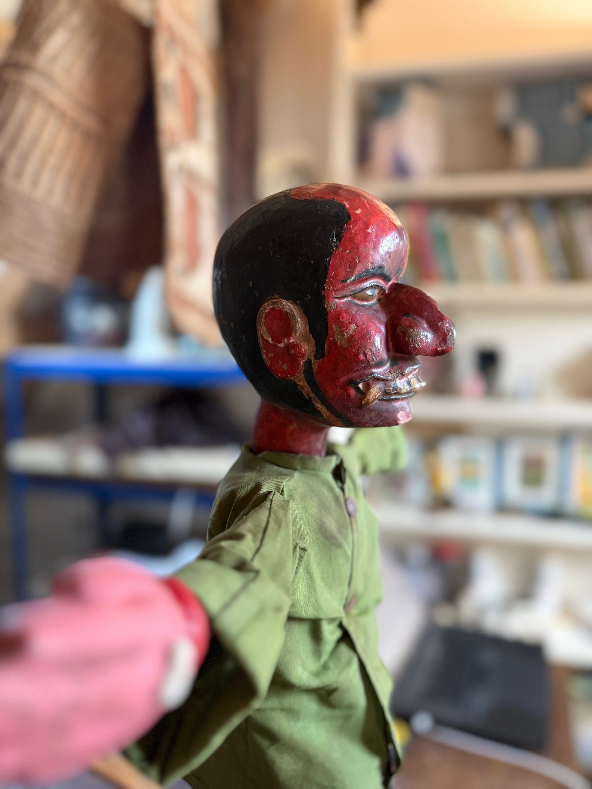 Two Faced Javanese Wooden Puppet